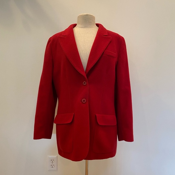 Liz Claiborne Womens Red Wool Blazer w Notch Lapel & Pockets / Size 14 Petite - Picture 2 of 12